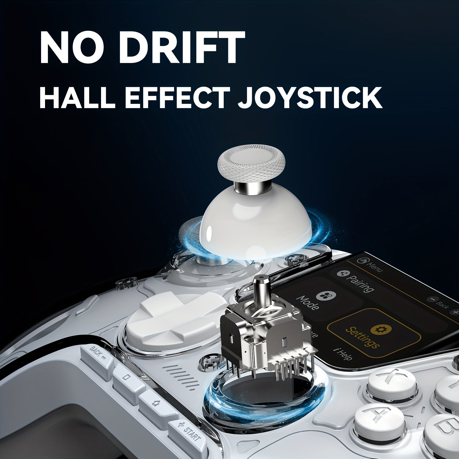 Screen Gaming Controller for PC/Switch/iOS/Android/Steam Deck, 1800mAh Hall Effect Controller with LED, Mapping Buttons, Charging Dock (White)-Version 2. (Notice)Not Compatible with Xbox, PS5 NOW