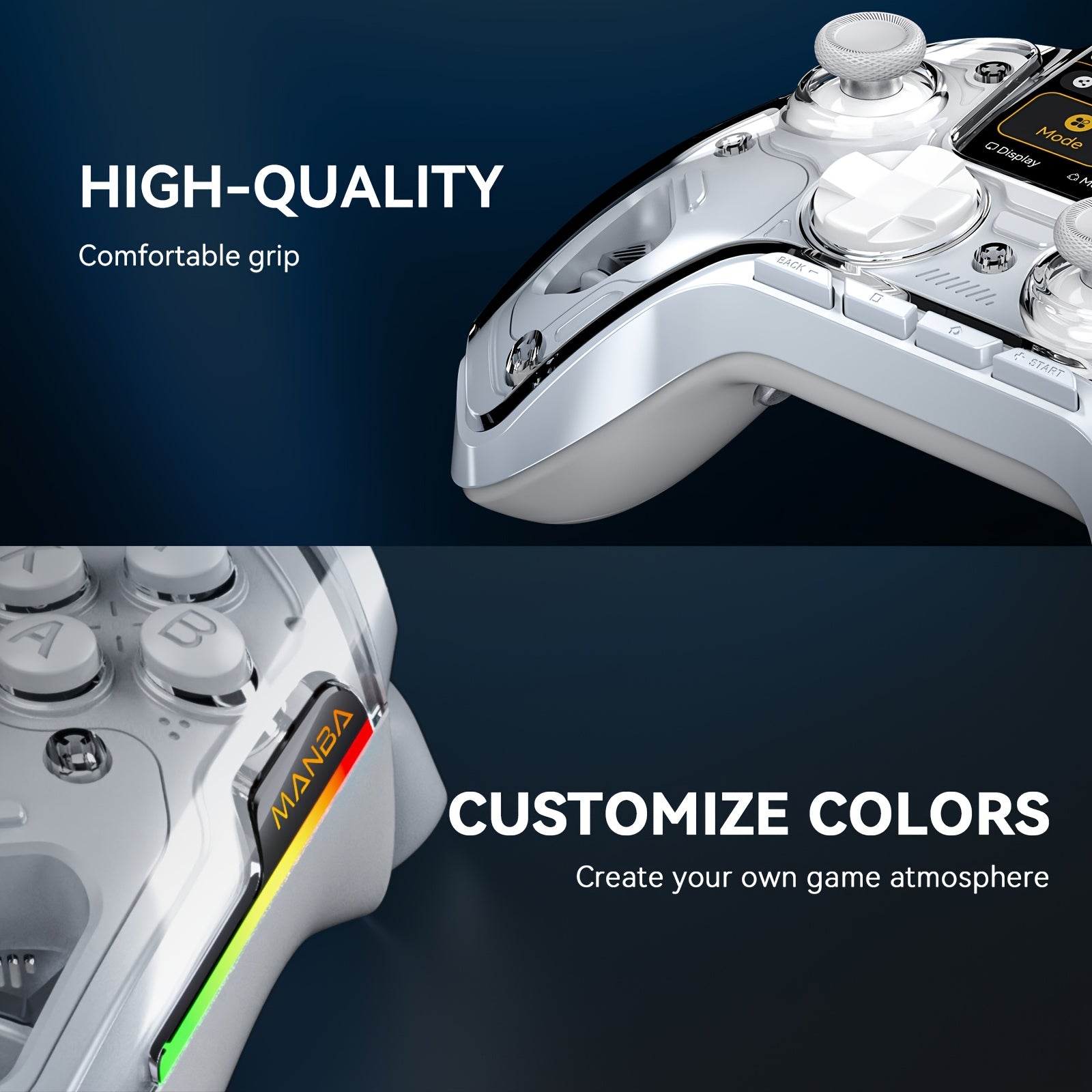 Screen Gaming Controller for PC/Switch/iOS/Android/Steam Deck, 1800mAh Hall Effect Controller with LED, Mapping Buttons, Charging Dock (White)-Version 2. (Notice)Not Compatible with Xbox, PS5 NOW